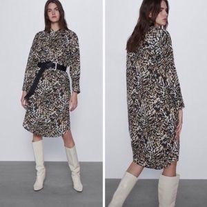 NWT Zara Leopard Print shirtdress shirt dress